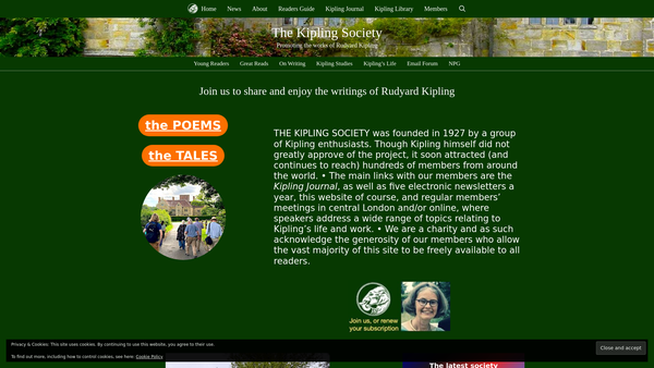 Screenshot of the The Kipling Society website