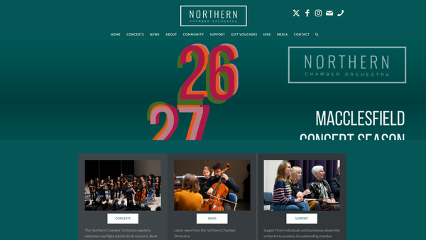 Screenshot of the Northern Chamber Orchestra Limited website