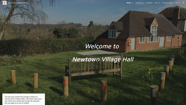 Screenshot of the Newtown Village Hall website