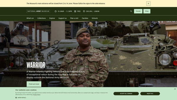 Screenshot of the The National Army Museum Development Trust website