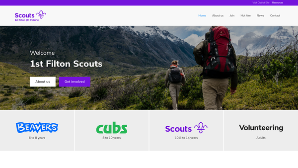 Screenshot of the 1st Filton St Peter's Scout Group website