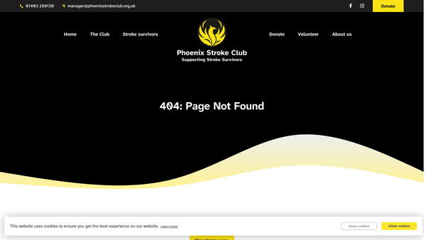 Screenshot of the The Phoenix Stroke Club website