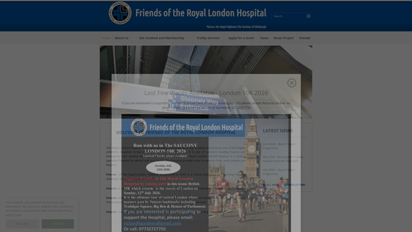 Screenshot of the Friends Of The Royal London Hospital (Whitechapel) website