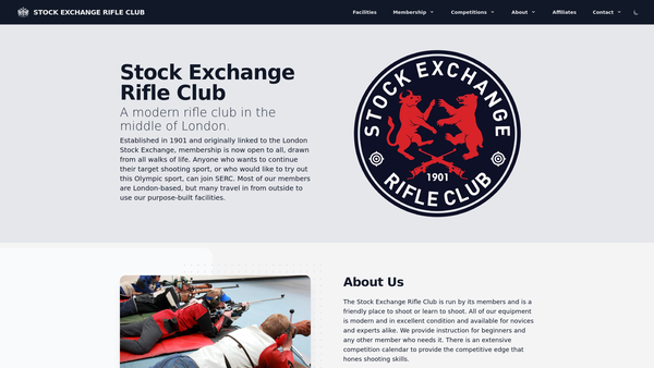 Screenshot of the The Stock Exchange Rifle Club website