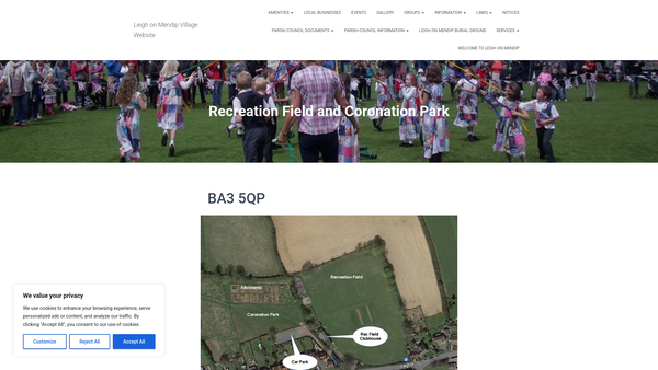 Screenshot of the Leigh On Mendip Recreation Field Management Committee website