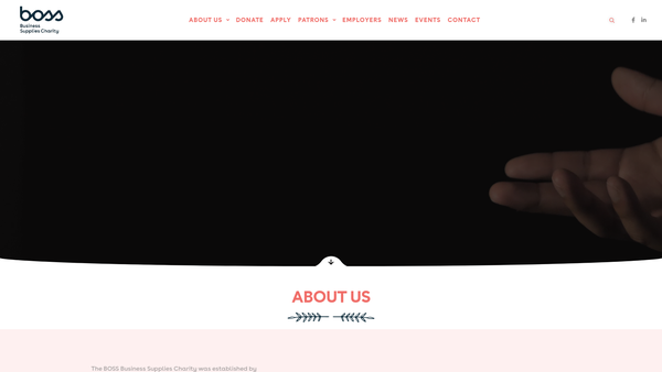 Screenshot of the Boss Business Supplies Charity website