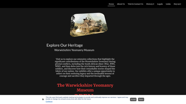 Screenshot of the Warwickshire Yeomanry Museum website