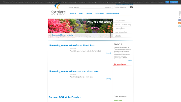 Screenshot of the The Focolare Trust website