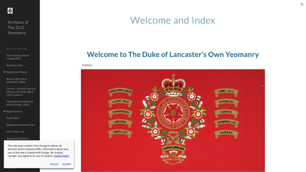 Screenshot of the The Duke Of Lancasters Own Yeomanry Regimental Museum website