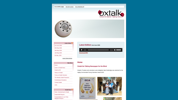 Screenshot of the The Oxford And District Talking News website
