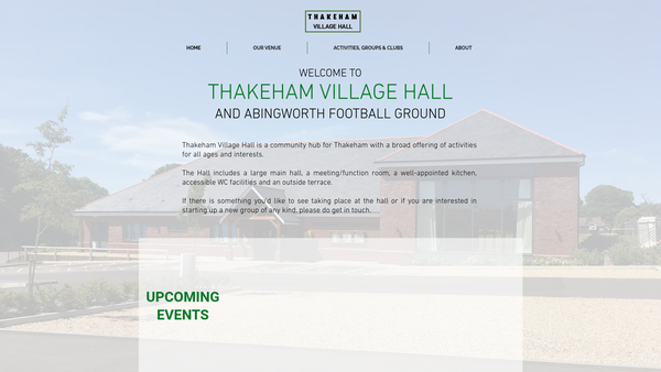Screenshot of the Thakeham Village Hall website