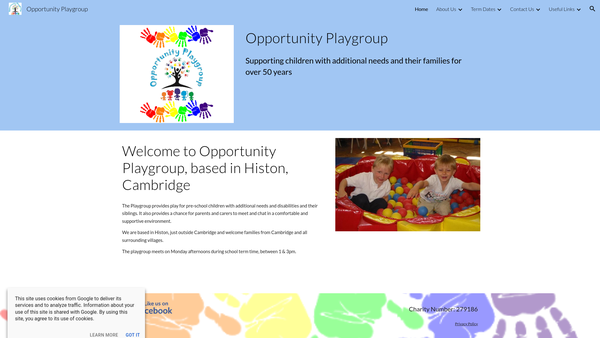 Screenshot of the Impington Opportunity Playgroup website