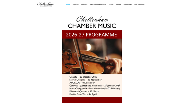 Screenshot of the Cheltenham Music Society website