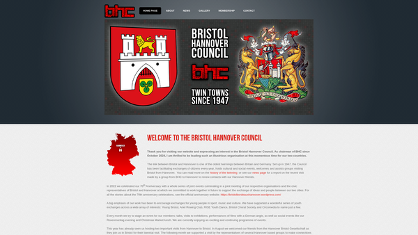 Screenshot of the Bristol-Hannover Council website