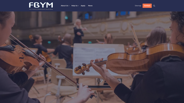 Screenshot of the Friends Of Bedfordshire Youth Music website