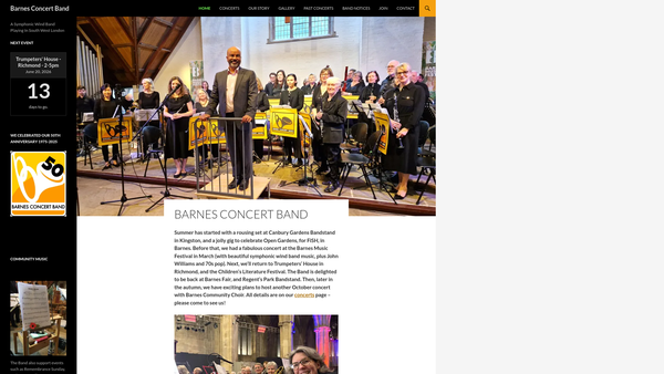 Screenshot of the Barnes Concert Band website