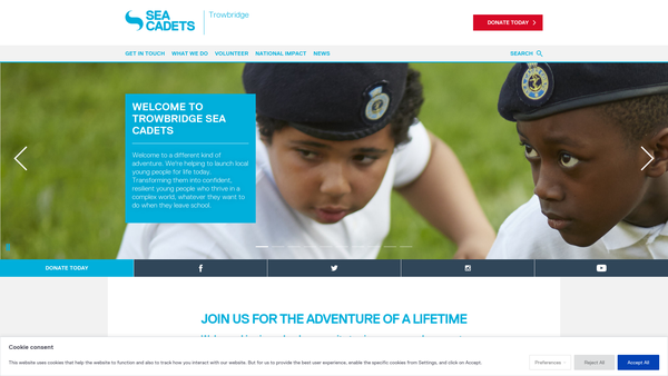 Screenshot of the Trowbridge Unit 491 Of The Sea Cadet Corps website