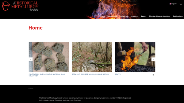 Screenshot of the The Historical Metallurgy Society Limited website