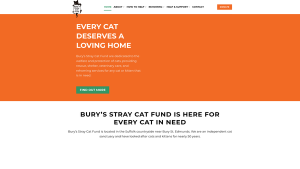 Screenshot of the Bury's Stray Cat Fund website
