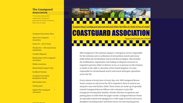 Screenshot of the The Coastguard Association Charity website