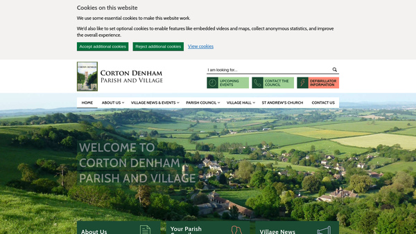 Screenshot of the Corton Denham Village Hall website