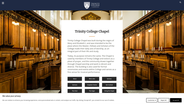 Screenshot of the Trinity In Camberwell website