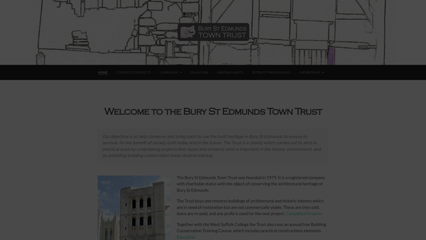 Screenshot of the Bury St Edmunds Town Trust website