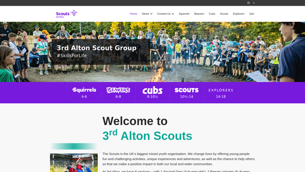 Screenshot of the The 3rd Alton Scout Group website
