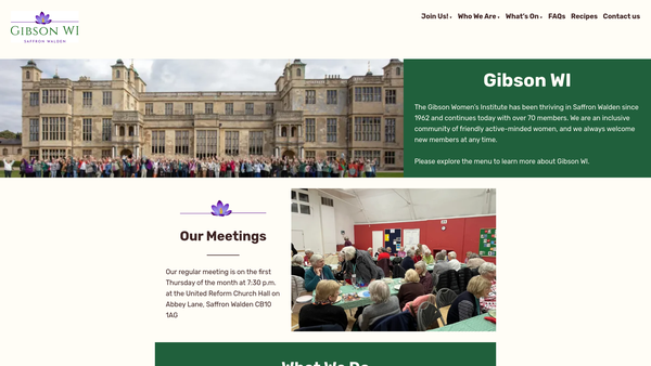 Screenshot of the Gibson Women's Institute Saffron Walden website