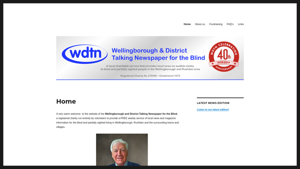 Screenshot of the Wellingborough And District Talking Newspaper website