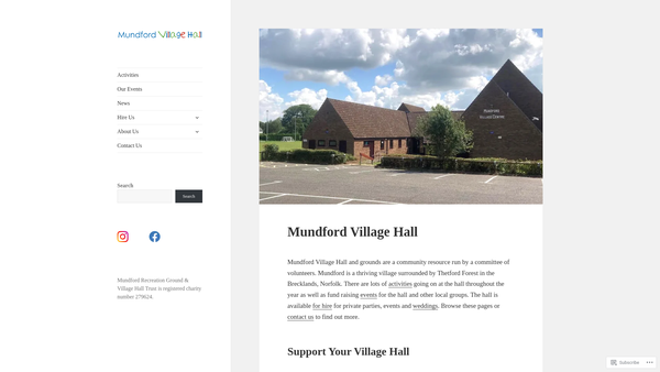 Screenshot of the Mundford Recreation Ground And Village Hall website
