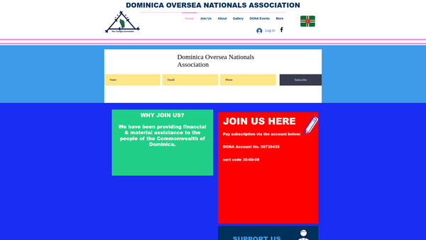 Screenshot of the Dominica Oversea Nationals Association Aid - Dominica Development Trust website