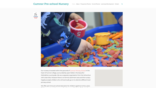 Screenshot of the Cumnor Pre-School Nursery website