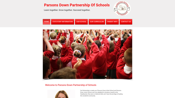 Screenshot of the The Parsons Down Schools Association website