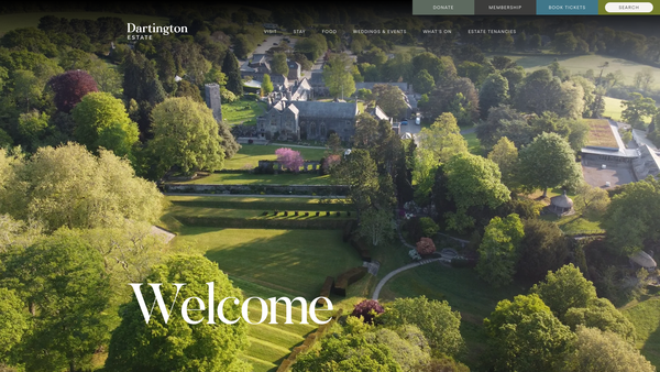 Screenshot of the The Dartington Hall Trust website