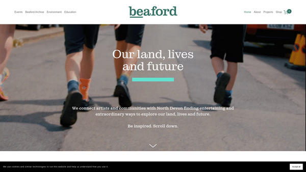 Screenshot of the Beaford Arts website