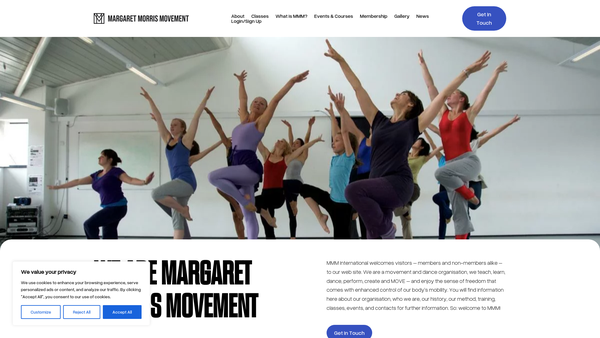 Screenshot of the Margaret Morris Movement International Limited website