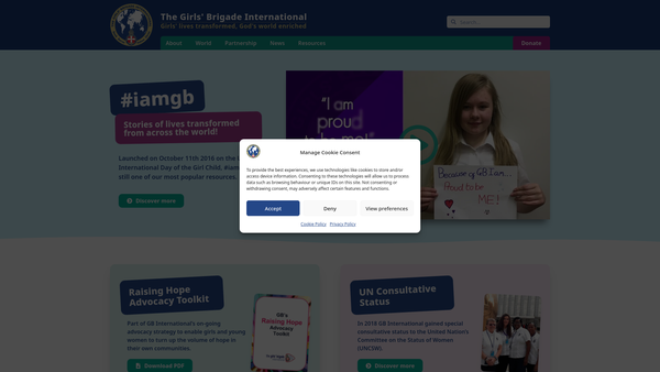 Screenshot of the The Girls' Brigade International Council website