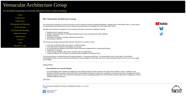 Screenshot of the Vernacular Architecture Group website