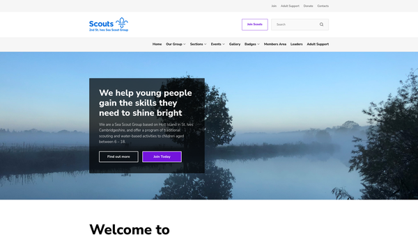 Screenshot of the 2nd St Ives (Hunts) Sea Scout Group website