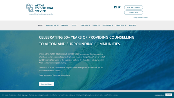 Screenshot of the Alton Counselling Service website