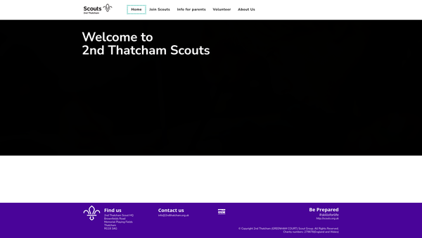 Screenshot of the 2nd Thatcham (Greenham Court) Scout Group website