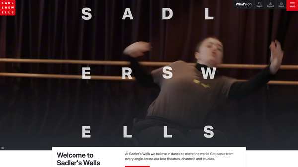 Screenshot of the Sadler's Wells Trust Limited website