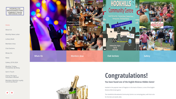 Screenshot of the Hookhills And Broadsands Park Community Association website