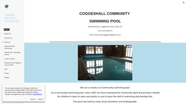Screenshot of the The Coggeshall Community Sports Association website