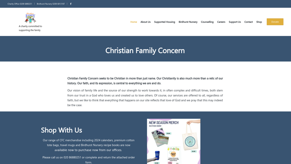 Screenshot of the Christian Family Concern website