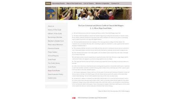 Screenshot of the East Grinstead And District Guild Of Church Bell Ringers Rope Fund website