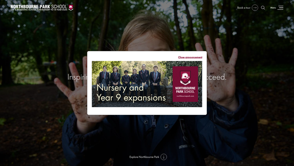 Screenshot of the Northbourne Park School Limited website