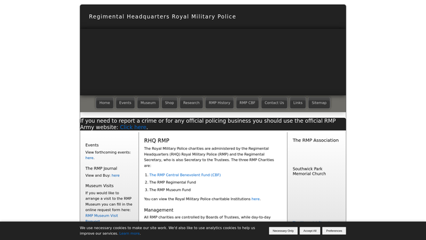 Screenshot of the The Royal Military Police Museum Trust website