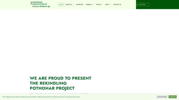 Screenshot of the The Pothohar Association U.K. website